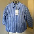 Zara Jackets & Coats | Beautiful Nwt Zara Stripped Jacket | Color: Blue/White | Size: 7g