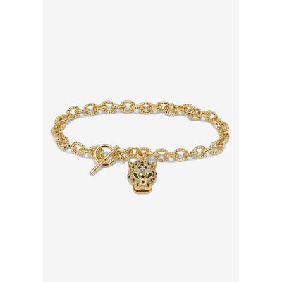 Women's Marquise Cut Green Crystal Goldtone Charm Bracelet, 8 Inches by PalmBeach Jewelry in Green