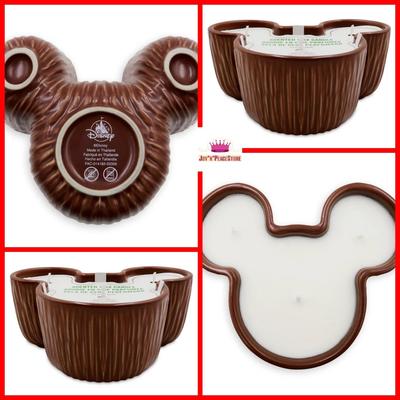 Disney Accents | Disney Store Mickey Mouse Head Ceramic Tropical Coconut Scented Home Wax Candle | Color: Brown/White | Size: Os