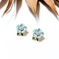 Anthropologie Jewelry | Blue Flower Stud Earrings #875 | Color: Blue/Gold | Size: Os