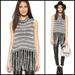 Free People Sweaters | Free People Folksong Fringe Knit Crochet Sleeveless Sweater Tunic Size S Nwt | Color: Gray/White | Size: S