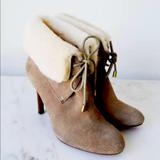 Coach Shoes | Coach Malia Leather Beige High-Heeled Booties | Color: Tan | Size: 9