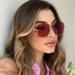 Gucci Accessories | Gucci Gg1279s 003 This Square Gucci Sunglass Comes In A Shiny Gold Frame With | Color: Gold/Pink | Size: Os