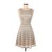 Jump Apparel Casual Dress - A-Line: Silver Chevron Dresses - Women's Size Medium