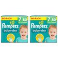 Pampers Baby-Dry Size 7, 50 Nappies, 15kg+ (Alte Version) (Packung mit 2)