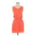 Mason Casual Dress - Mini V Neck Sleeveless: Orange Solid Dresses - Women's Size 2