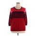 Lands' End Pullover Sweater: Burgundy Print Tops - Women's Size 2X