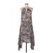 DKNY Jeans Casual Dress - High/Low: Gray Tortoise Dresses - Women's Size Large