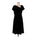 Coldwater Creek Casual Dress - Midi: Black Solid Dresses - Women's Size 12