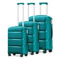 Kono Luggage Sets 3 Piece Hard Shell Travel Trolley 4 Spinner Wheels Lightweight Polypropylene Suitcase with TSA Lock (Turquoise,55cm/65cm/76cm)