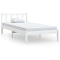 vidaXL Bed Frame, Platform Bed for Bedroom, Bed Base for Adults Kids, Mattress Foundation Bedstead, White Solid Wood Pine 75x190 cm Small Single
