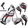 Wilson Prostaff Mens LEFT Hand SGI Complete Golf Club Graphite Set & White/Red/Black Stand Bag SGI No1 Putter FREE Umbrella & Society Tee Pack Worth £29.99