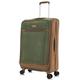 DK Luggage Synthetic Suede 29" Large Suitcase Lightweight 4 Wheel 360 Degree Spinner Green with Tan