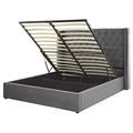 EU King Velvet Bed Frame 5ft3 Grey with Storage High Headrest Lubbon