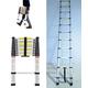 3.2 m telescopic ladder with 11 rungs, aluminium extendable ladder, portable extension ladder, non-slip multi-purpose ladder, 150 kg load capacity EN131