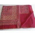 Tribal Asian Textiles Ajrakh Print Indian Kantha Quilt Throw Bedspread, Reversible kantha, Kantha 001