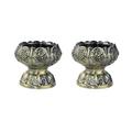 Lotus Flower Votive Tealight Holder, Buddhist Tealight Candle Holder - Tibetan Buddhist Water Offering Cup, Tibetan Oil Lamp Holder Buddhist Supplies for Meditation Buddha Altar, Set of 2 (Bronze)