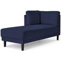 ROOM FULL 65" Mid-Century Modern Fabric Corner Lounge Chair Wood in Blue | 34.25 H x 32 W x 65.25 D in | Wayfair ZFZ-WF294894AAC
