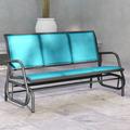 Outsunny 3-Person Patio Glider Bench, Outdoor Porch Glider Swing w/ 3 Seats, Breathable Mesh Fabric, Metal Frame, Blue in Black | Wayfair
