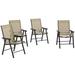 Outsunny Set Of 4 Patio Folding Chairs, Stackable Outdoor Sling Patio Dining Chairs w/ Armrests For Lawn, Camping, Dining, Beach, Frame | Wayfair