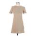 Zara Casual Dress - Mini High Neck Short sleeves: Tan Solid Dresses - Women's Size Small