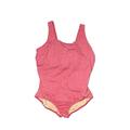 Lands' End One Piece Swimsuit: Red Brocade Swimwear - Women's Size 20