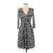 White House Black Market Casual Dress - A-Line V Neck 3/4 sleeves: Black Dresses - Women's Size 6