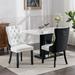 2-Pcs Set Modern PU and Velvet Upholstered Dining Chair with Wood Legs Nailhead Trim,High-end Tufted