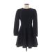 Gal Meets Glam Casual Dress - A-Line Crew Neck Long sleeves: Black Solid Dresses - Women's Size 6