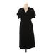 FELICITY & COCO Casual Dress - Wrap: Black Solid Dresses - Women's Size Large