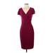 Lauren by Ralph Lauren Casual Dress - Wrap: Burgundy Solid Dresses - Women's Size 2