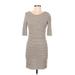 Aqua Casual Dress - Sheath: Brown Stripes Dresses - Women's Size Medium