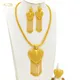 ANIID African Big Pendant Necklace Earrings Ring Sets For Women Wedding Indian 24k Gold Color Tassel