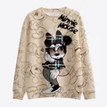 2022 Fall New Women's Fashion Casual Sweatshirt Disney Mickey and Minnie Print Crew Neck Long Sleeve