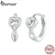 BAMOER 925 Sterling Silver Hoop Earrings for Women White Gold Plated Inifinite Love Hoop Earring