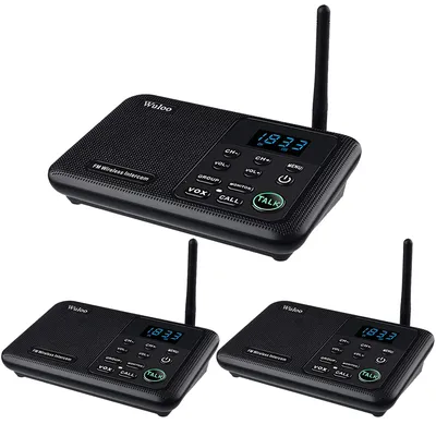 Wuloo 22-Channel FM Wireless Intercoms Home House Business Offices 1Mile Range Room to Room Calling