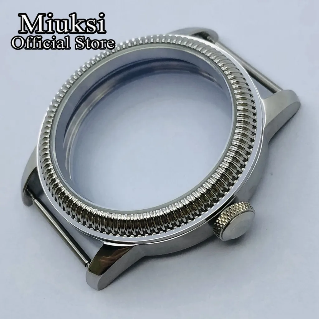 Miuksi 44 mm silbernes Edelstahlgehäuse, passend für ETA 6497 6498 ST3600 ST3620 ST36 Serie Uhrwerk Image