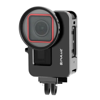 Puluz Metall Kamera käfig für Insta360 Ace / Ace Pro Action Kamera Schutz rahmen mit 52mm UV-Filter & Adapter ring & Objektiv deckel