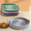 Kitchen Air Fryer Silicone Basket Foldable Round Square Mold Baking Dishes Tray Pizza Fried Chicken