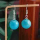 Boucles d'oreilles pendantes turquoise ethniques pour femmes pierre ronde boucles d'oreilles