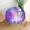 Nappe de Table Ronde Magique en Polyester Design Kawaii Violet Galaxie Espace Gril pour