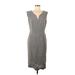 Calvin Klein & Co. Casual Dress - Midi V Neck Sleeveless: Gray Solid Dresses - Women's Size 8