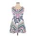 Xhilaration Casual Dress - Mini Scoop Neck Sleeveless: White Print Dresses - Women's Size X-Large