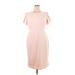 Calvin Klein Casual Dress - Sheath High Neck Short sleeves: Pink Print Dresses - Women's Size 16