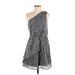 BCBGeneration Casual Dress - A-Line One Shoulder Sleeveless: Gray Dresses - New - Women's Size 2