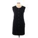 Merona Casual Dress - Sheath Scoop Neck Short sleeves: Black Solid Dresses - Women's Size 8