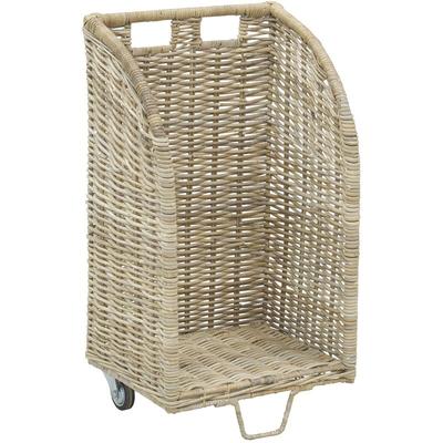 Kaminholzkorb mit Rollen aus grauem Poelet-Rattan Image