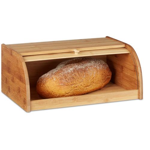 Brotkasten Bambus, Brotkiste mit Rolldeckel, hbt: 16,5x40x27,5 cm, Brötchen und Gebäck,