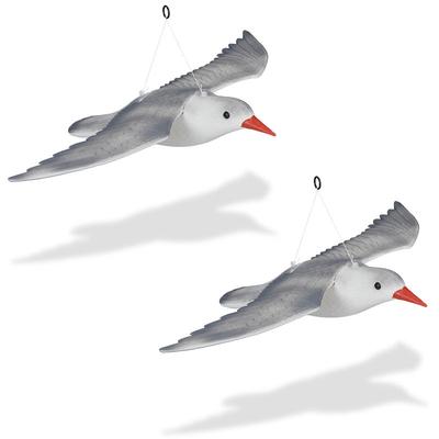 2 x Vogelschreck Möwe, fliegend, zum Aufhängen, Dekofigur, Taubenschreck für Garten, Balkon,