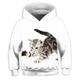 Kids Girls' Hoodie Red Sweatshirt Cat 3D Print Long Sleeve Cat Graphic Blue Purple Red Children Tops